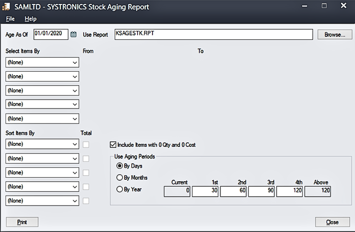 Sage 300 Stock Aging Report