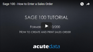 Sage 100 - How to Create a Sales Order