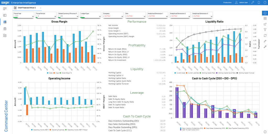 Sage Enterprise Intelligence Dashboard View