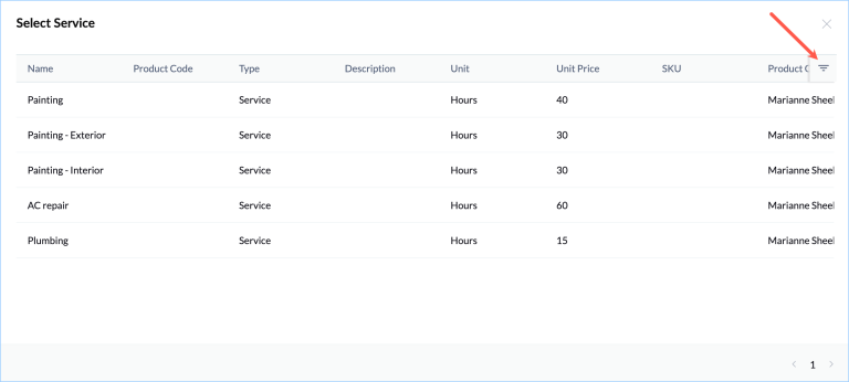 Click the filter icon