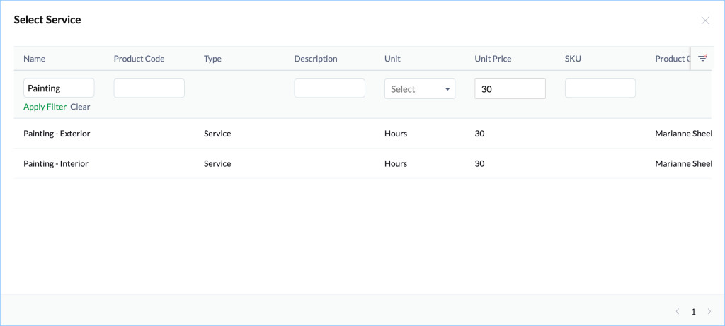 Matched results will be displayed