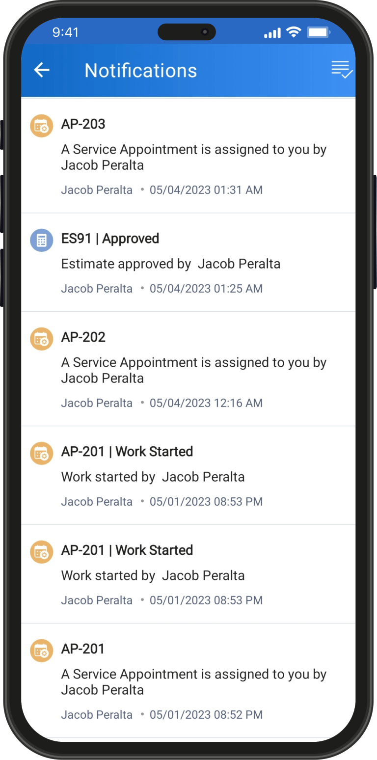Notifications and Alerts in Zoho FSM mobile