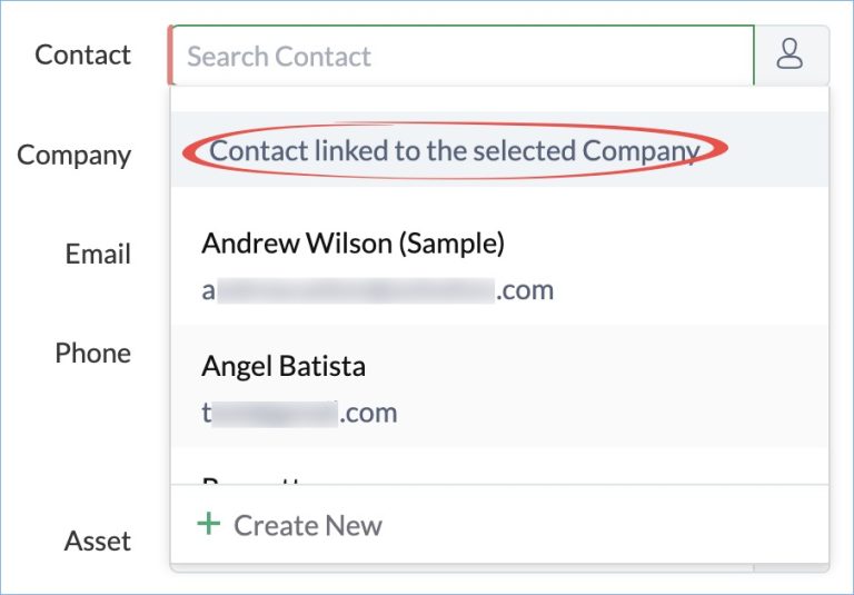 Company the contact belongs to