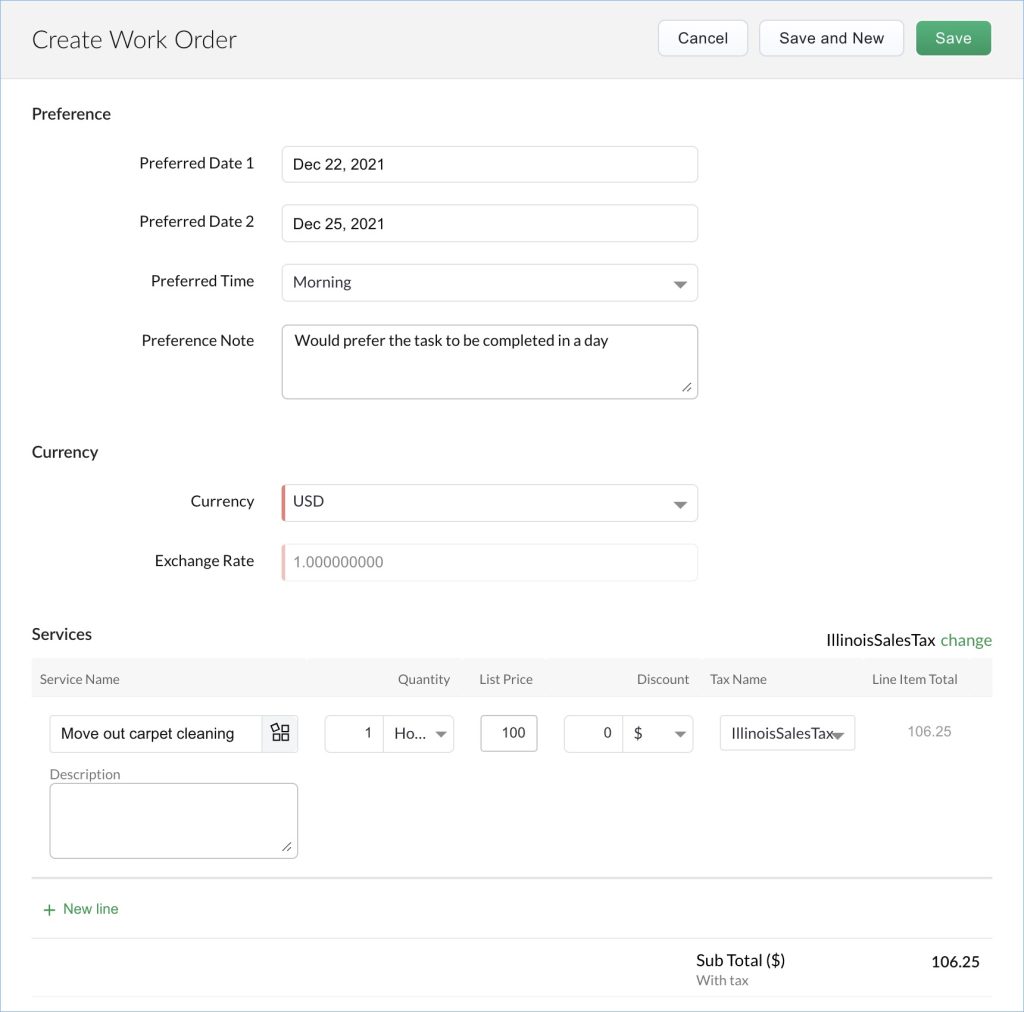 Zoho FSM - How to Create a Work Order