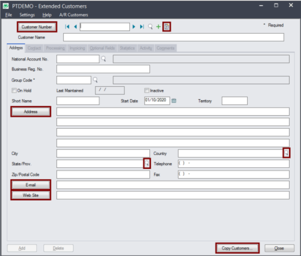 TaiRox Extended Customers Screen