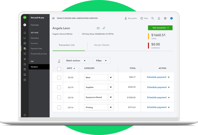 QuickBooks Online Managing Bills