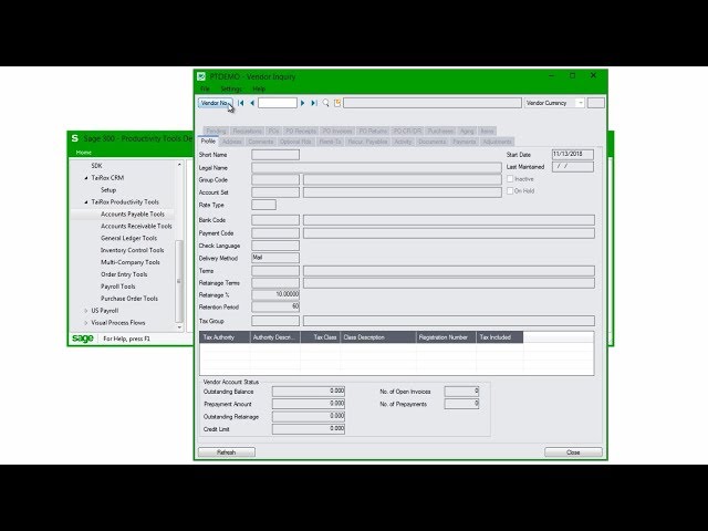 Vendor Inquiry Sage 300 thumbnail