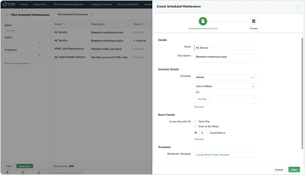 Create a work order template.